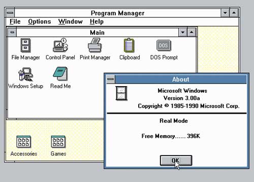 Внешний вид Windows 3.0